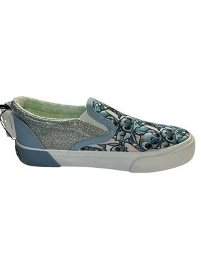 Disney Kids Girls Slip-On Stitch Sneakers with Blue & Pink Stitch Print S 1 NWT